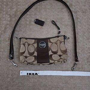 Coach Signature Canvas Wristlet\Crossbody Strap Purse